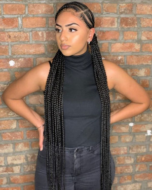 Side part cornrow styles, sleeveless shirt | tribal braids ideas