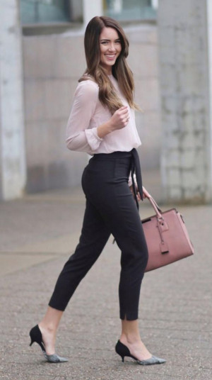 Black Suit Trouser, Classy Business Attires Ideas With Pink Top, Work Fashion
