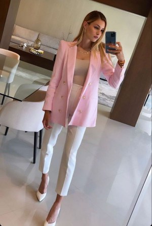 Pink Suit Jackets And Tuxedo, Classy Blazer Ideas With White Trouser, Fashion Model