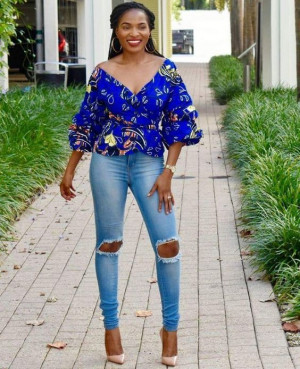 Best ankara tops on jeans, haut africain wax femme african wax prints