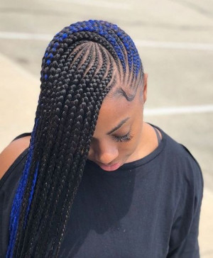 Ponytail lemonade braids, black and blue lemonade braids | Black hair,  box braids,  hair twists