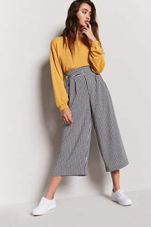 Pants Outfit Fashion Ideas With Yellow Top, Korean Culottes Outfit