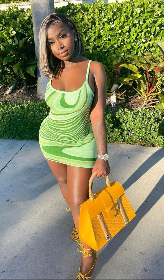 Baddie Birthday Wardrobe Ideas With Green Mini A-line Knitted Dress