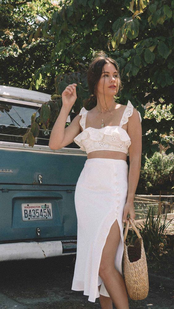 White Formal Skirt, Skirt Fashion Outfits With White Crop Top | Gown - m, cocktail dress, grupo farmacéutico car-m