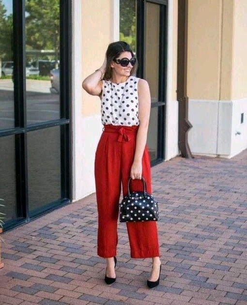 Red Culotte, Pants Outfit Fashion Ideas With Top, Top And Bottom Set| Crop top