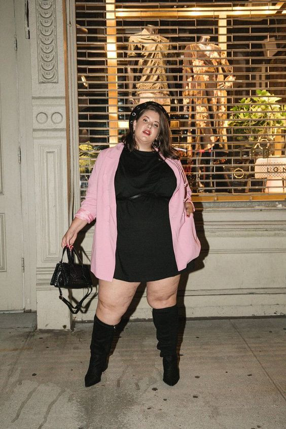 Black Casual Mini A-line Dress, Plus Size Concert Fashion Ideas, Footwear | Plus-size clothing