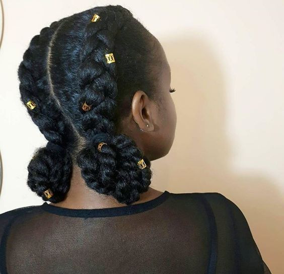 Two feed in braids with bun