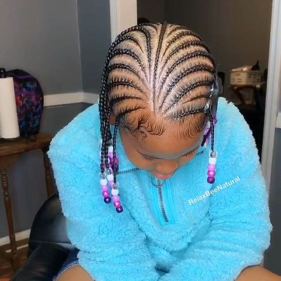 Beads & braid, little black girls braids, lil girl hairstyles