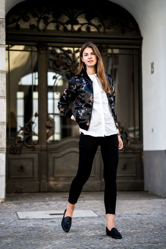 Black Sequin Blazer Outfits With White Top, Asian Bomber Jacket Silk | Down jacket, flight jacket, leather jacket