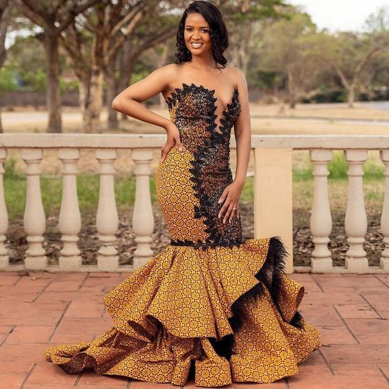 Wedding brown shweshwe dresses african wax prints, wedding dress, folk costume, formal wear, maxi dress