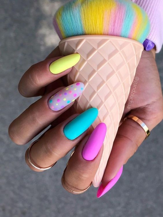 Bright multicolor nails, best acrylic nails