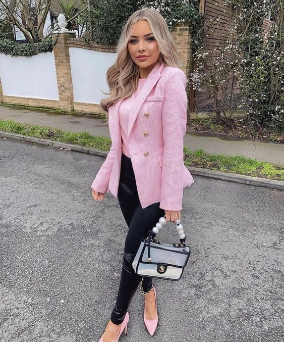 Pink Suit Jackets And Tuxedo, Classy Blazer Wardrobe Ideas With Black Jeans, Blazer Rosa Con Pantalon Negro | classy blazer