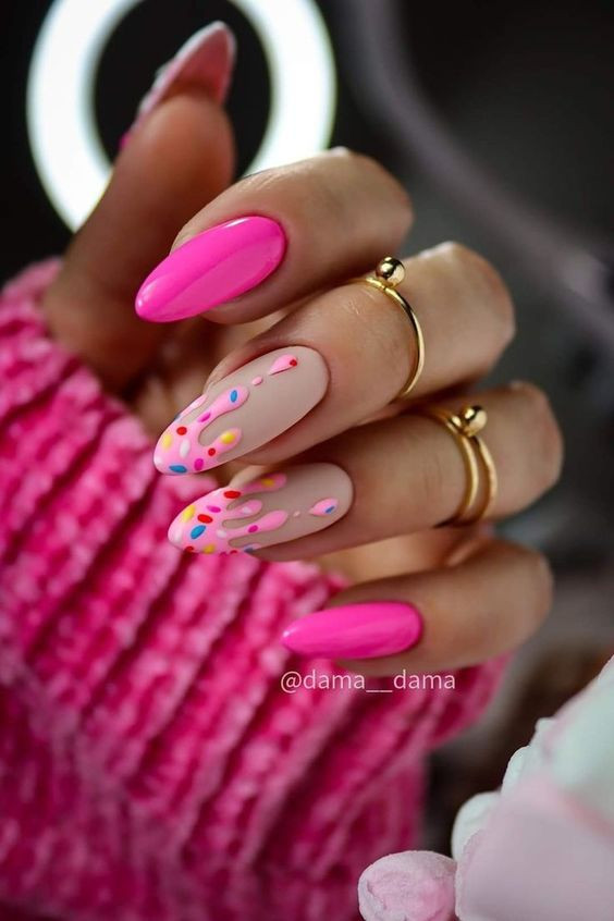 Beautiful pink acrylic nails, coffin nails designs