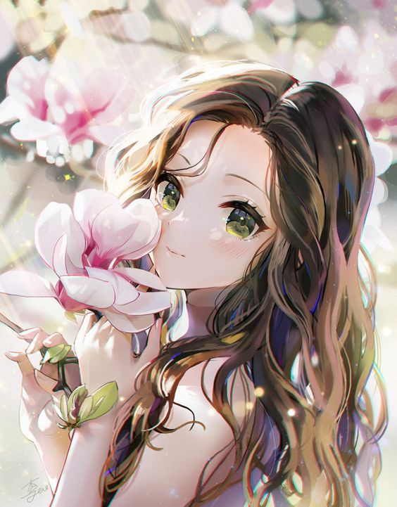 De profil manga fille xue mao jiao, cg artwork, black hair, anime art, long hair, hime cut