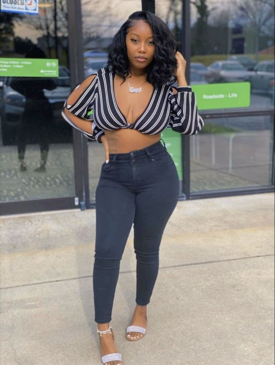 Dark Blue And Navy Jeans, Black Girls In Tight Jeans Fashion Outfits | Casual wear, fashion nova, sleeveless shirt