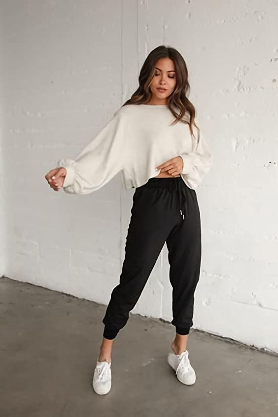 Aesthetic Outfits Ideas With Black Casual Trouser, Casual Outfits For Women | Casual wear, active pants, women's dress, fashion design, business casual