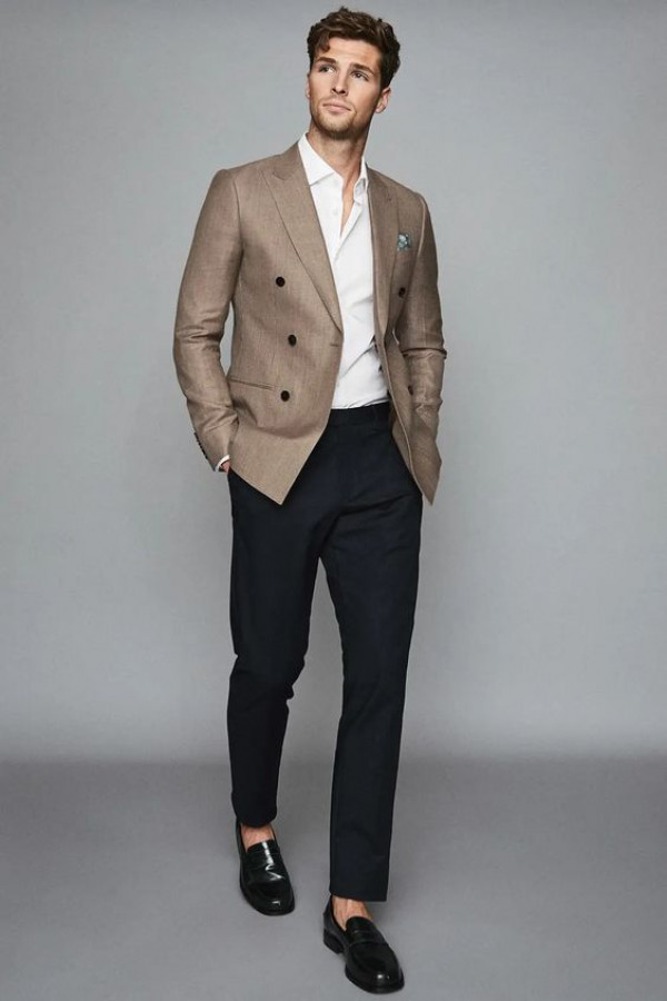 Throw on a tan blazer to add a touch of class to your civic duties