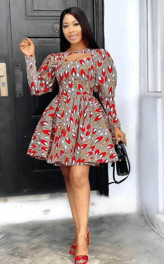 2021 trendy ankara short dresses flare ankara dress, african wax prints, short ankara gown