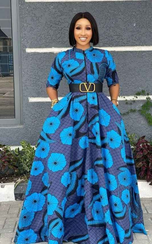 Azure clothing ideas with long ankara dress, gown