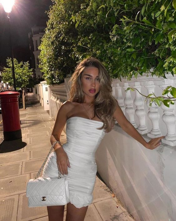 White Wedding Mini Wrap Skirts Bodycon Dress, Party Ideas, Summer Night Out Outfits 2019 | White Wedding Mini Wrap Skirts Bodycon Dress, Party Fashion Ideas, Summer Night Out Outfits 2019