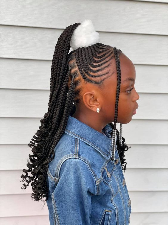 Outfit ideas hairstyles for kids 2022, braided ponytail hairstyles