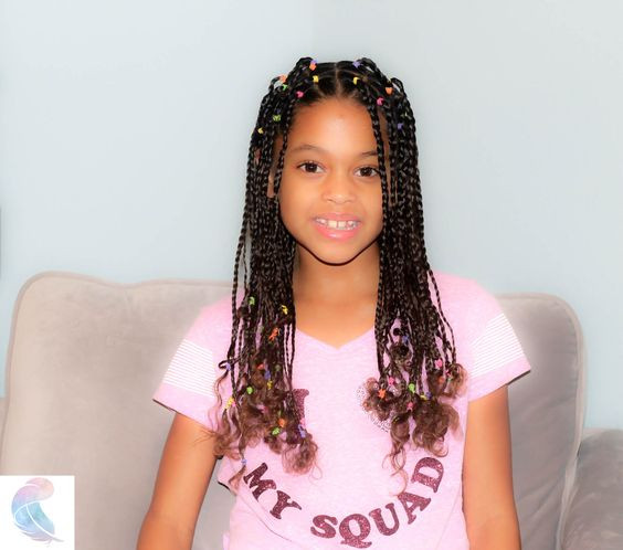 Mixed little girl box braids