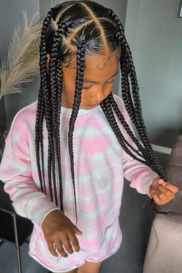 How about kids' box braids with a touch of tie-dye for a swirl of style?