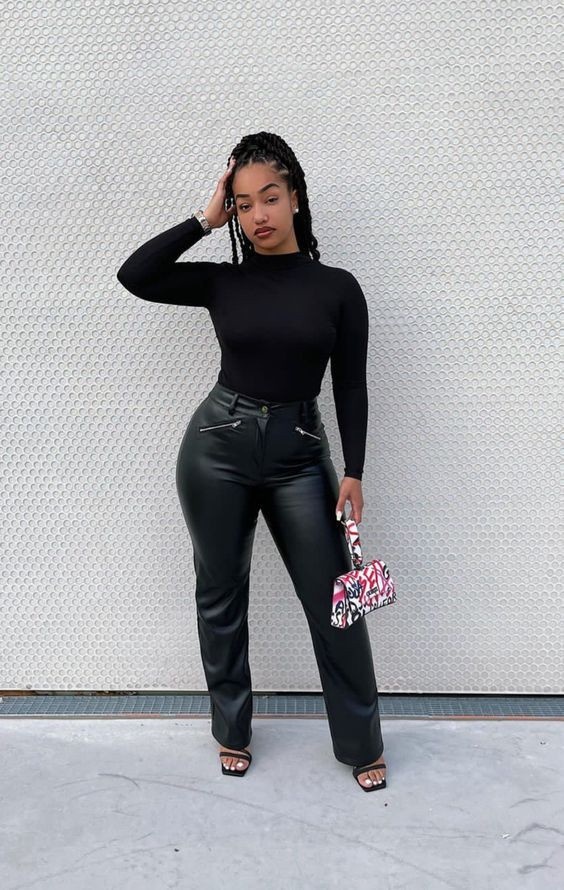 Black Leather Trouser, Baddie Concert Fashion Trends | baddie concert