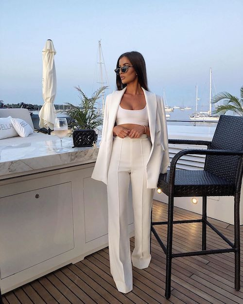 White Suit Jackets And Tuxedo, Classy Blazer Fashion Wear With White Trouser, Women Suit With Crop Top | Crop top, fashion design, white suit women