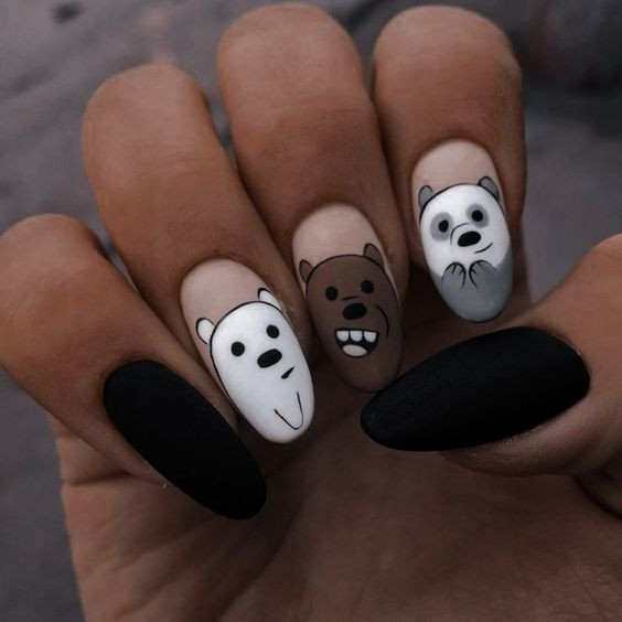 Cute & easy panda nail art, panda nail wraps