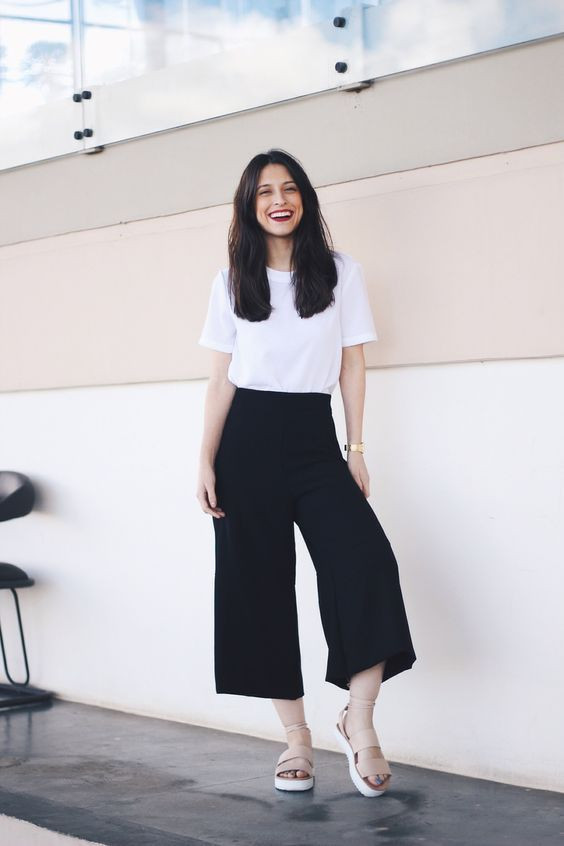 Black Pants Outfit Fashion Wear With White T-shirt, Casual Square Pants Outfit | Casual wear, fashion design, merafashiondesigners long frock