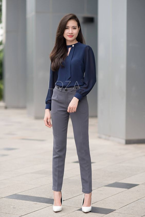 Grey Formal Trouser, Classy Business Fashion Trends With Formal Top | Casual wear, formal wear