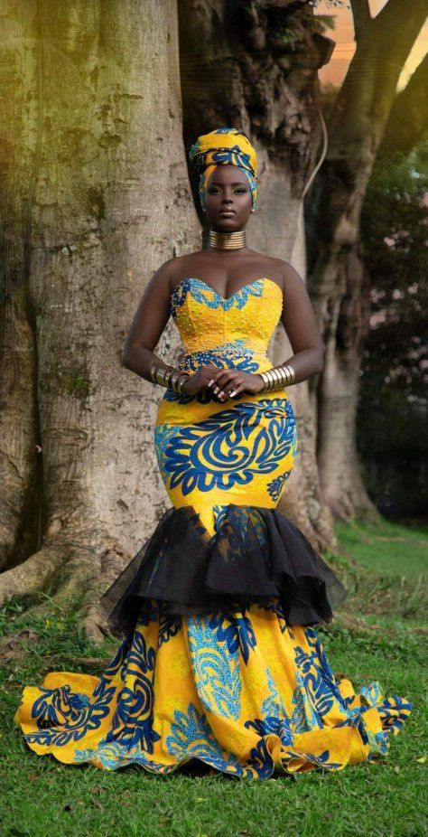 Yellow classy outfit with African wedding dress and gown