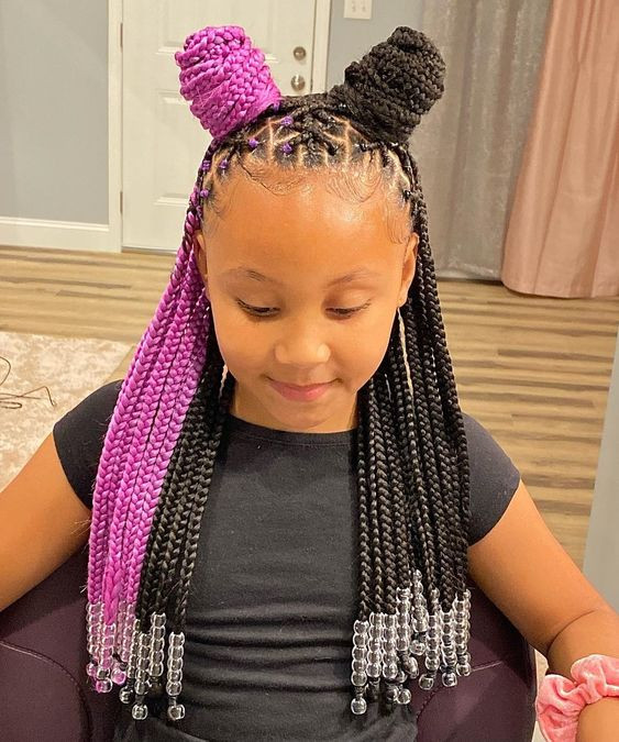 Braided cornrows with buns for little black girls