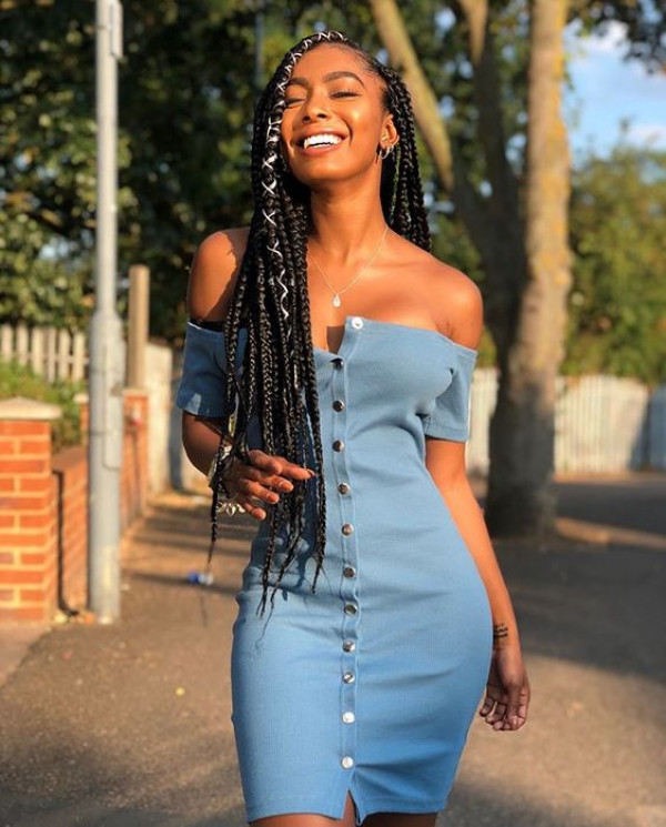 Is she a modern Cinderella in denim blue? This black girl's got her own story going on