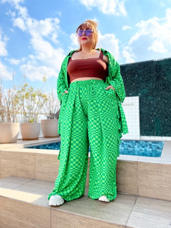 Green Jacket, Plus Size Concert Attires Ideas With Green Trouser | Formal wear, fashion model, fashion design, wamvintage 70's dress