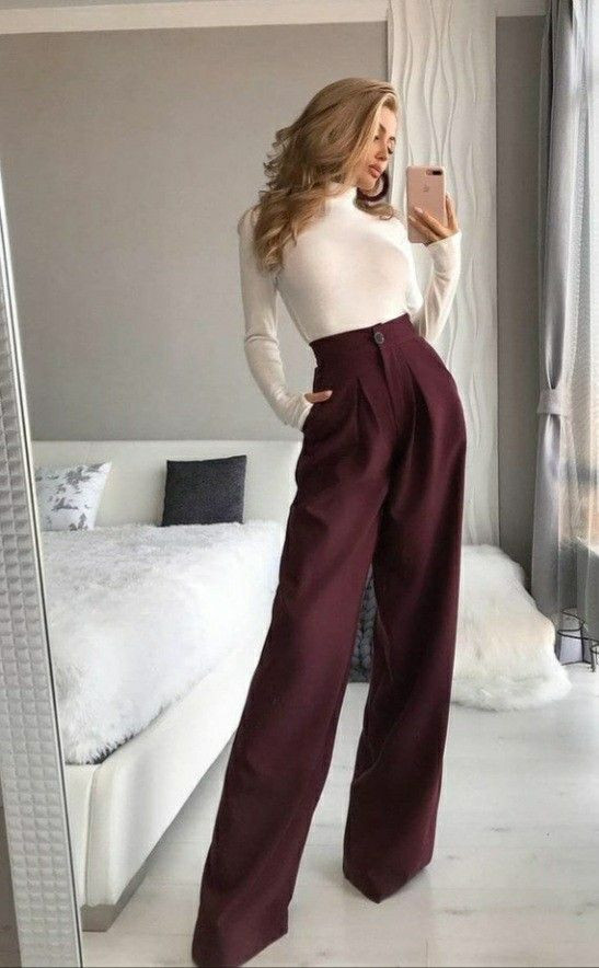 Aesthetic Outfits Ideas With Purple And Violet Casual Trouser, брюки женские широкие | Fashion model, palazzo pants, women's pants, fashion design, black office pants, 1594-000269-0002-582