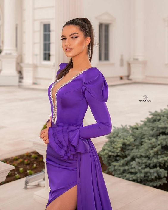 Purple And Violet Mini Wrap Skirts Blouse Dress, Stylish 18 Birthday Outfits For Women | Formal wear, evening gown, cocktail dress