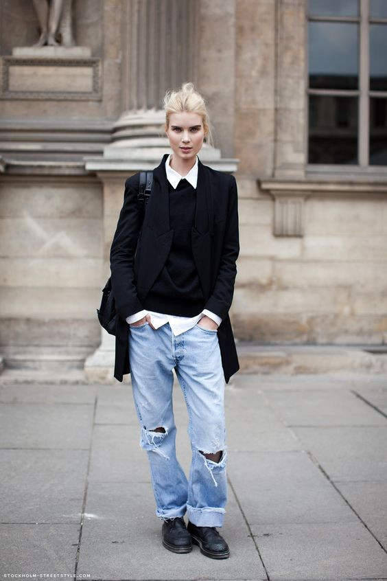 You can dress up tomboy style too with this smart shirt and coat combo