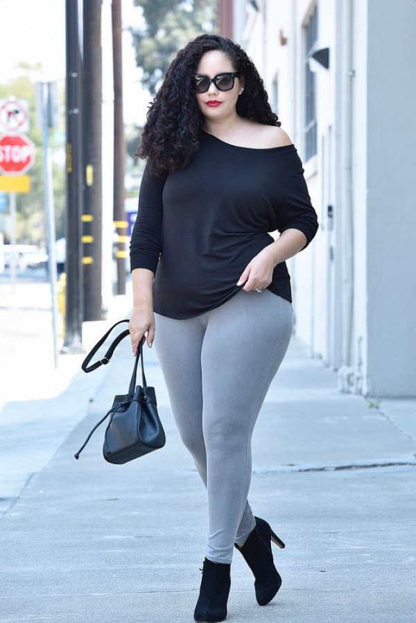 Just a casual day out for this thick white girl, and she's doing it in classic black and grey