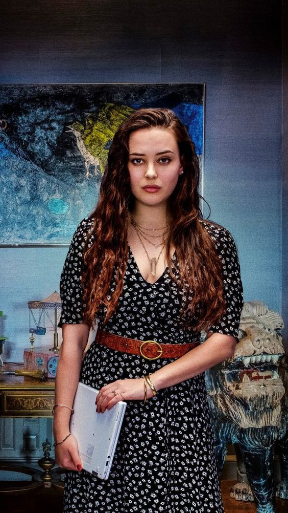 Katherine langford knives, katherine langford, uhd wallpaper, fashion model, electric blue, mobile phone, hannah baker, knives out, long hair, day dress