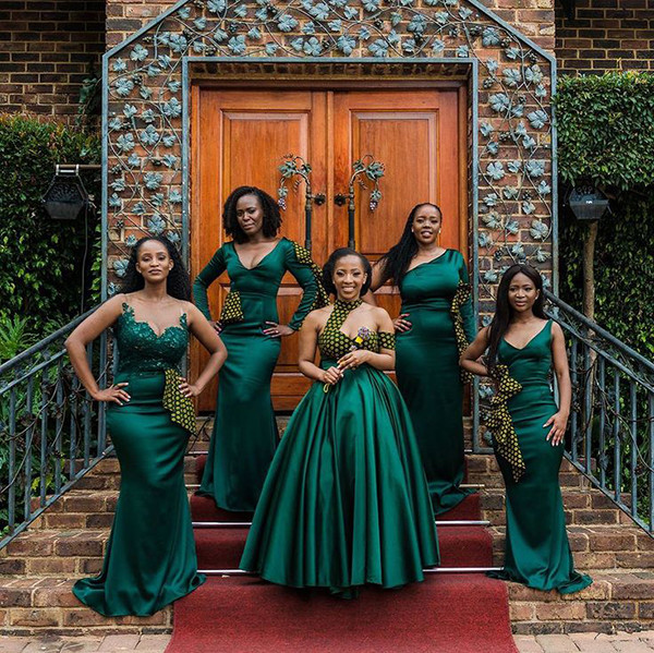 Her bridesmaids bloom in shades of green, reflecting the rich culture of Africa🌿